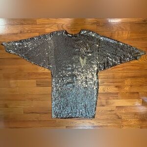 Riazee Bronze Sequin Tunic Kaftan Silk Embellished One Women’s M L